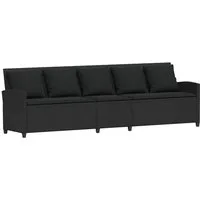 vidaXL Gartenlounge-Set Gartensofa 5-Sitzer mit Kissen Schwarz Poly Rattan, (1-tlg)