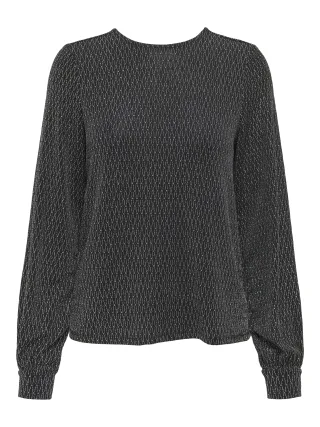 ONLY - ONLCAROL L/S GLITTER BOW TOP BOX JRS Black - Gr. - M