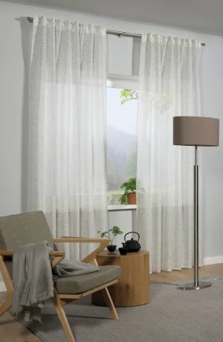 GARDINIA Gardine "GRS Schal Zen Silence mit Gardinenband" 1 Stk. tlg. blickdicht, Kunststoff, Stoff aus 50 % recyceltes Polyester