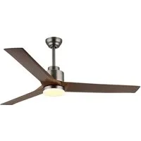 GLOBO LIGHTING Deckenleuchte MODESTO, Dimmfunktion, Memoryfunktion, Nachtlichtfunktion, Timerfunktion, Ventilatorfunktion, mehrere Helligkeitsstufen, LED fest integriert, warmweiß - kaltweiß, Ventilator holzoptik dunkel kühlen-heizen Wohnzimmer Schla