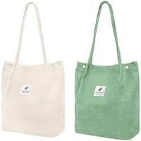 nsihing Schultertasche 2 Stück Groß Umhängetasche Damen Cord Tasche Schultertasche (Tote Bag Handtasche Shopper Arbeitstasche Fashion Stofftasche), für Alltag Arbeit Büro Schule Reisen