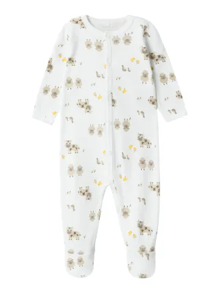 NAME IT - NBNNIGHTSUIT W/F FARM ANIMALS NOOS bright white - Gr. - 74