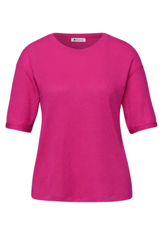Street One - T-Shirt mit Rundhals im Strick-Look magenta dream - Gr. - 46