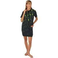 Estefania for woman Shirtkleid Kurzarm Sweatkleid mit abstrakten Muster mit Strassbesatz