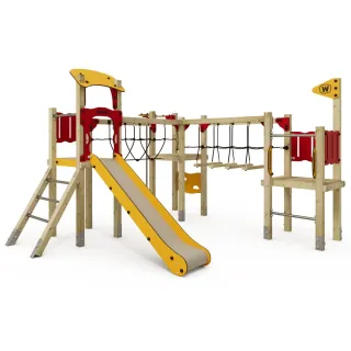 Öffentlicher Spielturm PRO MAGIC Surf mit Kletteraufgang - Wackelbrücke - Rutsche - 9x9 cm für Hotel & Gastronomie - Robuste Spielanlage Wickey
