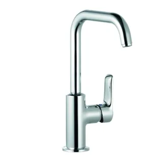 Kludi Pure&Solid Waschtischarmatur 340240575 DN 15, Hebel seitlich, schwenkbarer Auslauf, ohne Ablaufgarnitur, chrom