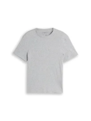 Denim Tom Tailor - Slim Fit T-Shirt mit Rippstruktur light stone grey melange - Gr. - XXL