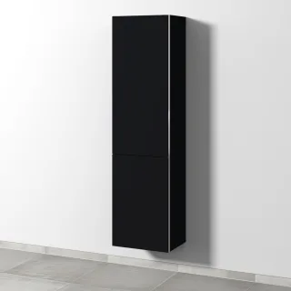 Sanipa 3way Stauraumschrank mit 1 Tür und 1 Wäschekorbklappe, Schwarz-Matt BS18408