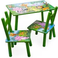 HTI-Line Kindersitzgruppe Kindertischgruppe Dschungel, (Set, 3-tlg., 1 Tisch, 2 Stühle), Kindertisch Kinderstuhl Kindermöbel