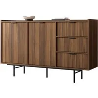MIRJAN24 Kommode Edison 2D3S (mit zwei Drehtüren und drei Schubladen), 150x40x90 cm, Schwarze Metallgriffe