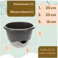 GarPet Blumentopf Blumentopf Hängeampel Blumenampel Kette 25 cm hell + dunkel anthrazit