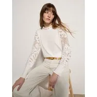 Apricot Rundhalspullover Mesh-Pullover aus Spitze