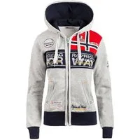 Geographical Norway Sweatjacke Damen Regular Fit Jacke baflyer mit Kapuze und Aufnähern