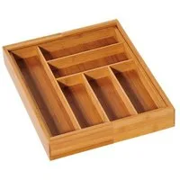 KESPER® Besteckkasten Besteckaufbewahrung beidseitig ausziehbar Besteckablage (35-58 x 43 x 6,8 cm (BxTxH), 1 St., Bambus-Holz (FSC-zertifiziert), mit 6-8 Besteckeinteilern