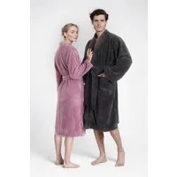 OTTO home Unisex-Bademantel Lillou Kimono, ideal für Sauna & Spa, Hotelbademantel, Morgenmantel, Midilänge, Microfaser, Kimono-Kragen, Gürtel, kuschelig weicher Fleece, plüsch, für Damen und Herren, XS-3XL
