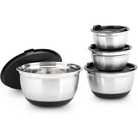 relaxdays Schüssel Set BOWLY mit Deckel, Edelstahl, (4er Set, 4-tlg), 4er Pack