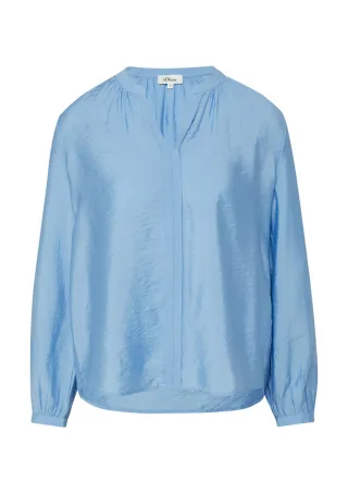 s.Oliver Red Label - Viskosebluse mit Raffung und All-over-Print blau - Gr. - 42