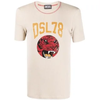 Diesel Unisex Erwachsene DSL78 Logo Ripp T-Shirt (Beige)
