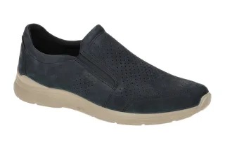 Ecco 51164402058 - Herren Halbschuhe Slip on Navy Nubuck Flexibel Leicht