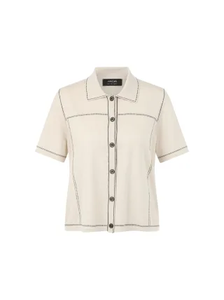 Marc Cain Sports - Feinstrick-Poloshirt aus Wollmix smoke - Gr. - 36