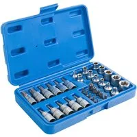 Arebos Torx-Bit Stern Steckschlüsselsatz 34-teilig Profi Werkzeug Set, Komplett-Set