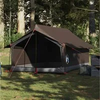 furnicato Faltzelt Campingzelt Scout-Form 200x124x98 cm Braun, (1 tlg), Wetterfestes Trekkingzelt mit E-Anschluss und integrierten Netzwänden
