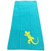 Trend Strandtuch Strandlaken Geco Türkis Lime, Jacquard-Walkfrottee (1-St), Strandtuch, Badetuch, Handtuch