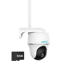 Reolink Überwachungskamera Go PT Plus 4MP 3G/4G LTE 355°/140° Schwenkbare PTZ Akku (Aussen, Innen, mit SIM-Kartenslot+32GB SD Karte,Intelligenter Erkennung,IR-Nachtsicht)