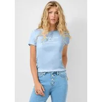 QS Kurzarmshirt T-Shirt Rippshirt