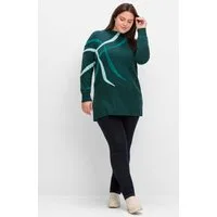 Sheego Strickpullover Stehkragenpullover Langarm Intarsien, Feinstrick mit Flauschgarn-Intarsien