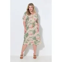 MIAMODA Midikleid Midikleid Alloverdruck Spitzenbänder Halbarm