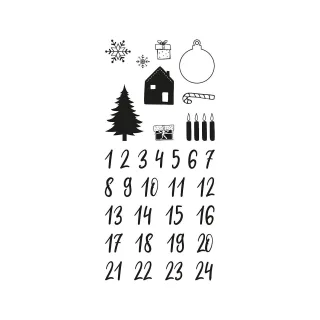 Clear Stempel-Set "Adventskalenderzahlen + Weihnachtsmotive"