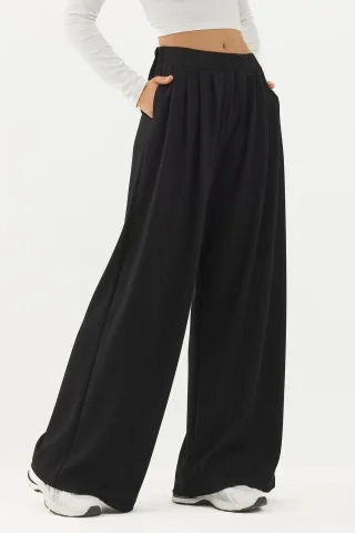 Weiche Touch Falt-Hosen mit weitem Bein