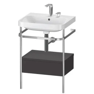 Duravit Happy D.2 Plus c-shaped Set mit Metallkonsole und Schubkasten Graphit Supermatt 575x490x850  HP4840E8080
