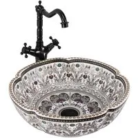 wohnwerk.idee Aufsatzwaschbecken Florales Aufsatzwaschbecken, Vintage Design, orientalisch bunt