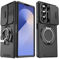 Wigento Handyhülle Für Samsung Galaxy Z Fold7 5G Sliding Kamera TPU PC Magnet Ring Hülle, Schiebekameraabdeckung, Magnetischer Halter