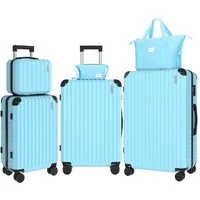 VALLSERO Trolleyset LG2 Hartschalen-Koffer set (S,M,L,XL) Rollkoffer, Reisekoffer, (Hartschalen Trolley 6-teiliges-set), Handgepäck 4 Rollen, ABS-Material, TSA Zollschloss, 6-teiliges Set