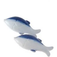 Deko AS Dekofigur Keramikfische Dekofiguren weiß blau 4,5 x1 cm 3 Stk. (3 St)