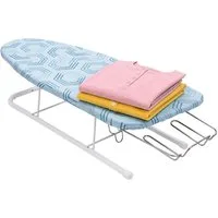 relaxdays Tischbügelbrett Tischbügelbrett mit Bügeleisenablage, Bügelfläche 76x30.5 cm