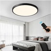 JDONG LED Deckenleuchte Flach Dimmbar mit Fernbedienung 40/50/60cm Schwarz/Weiß Deckenlampe, LED fest integriert, Ultra Dünn 2.5cm Wohnzimmerlampe decke,3000K-6500K, für Schlafzimme Wohnzimmer Kinderzimmer