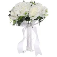 Kunstblumenstrauß Brautstrauß Hochzeit Koreanischer Stil Weiß Falsche Rosen Brautstrauß, FELIXLEO