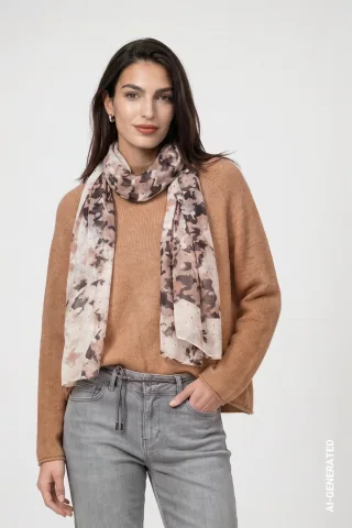 monari - Tuch Hahnentritt-Muster brown sugar gemustert