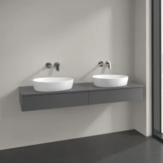 Villeroy und Boch Antao Waschtisch-Unterschrank L17050GK 160x19x50cm, Hahnlochbohrung, Waschbeckenplattenfarbe Lack, anthracite matt lacquer