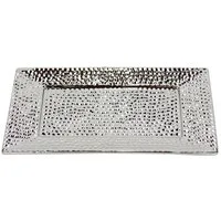 I.GE.A. Dekotablett Keramik-Schale (1 St), eckig Dekoschale silber Tablett Weihnachtsdeko Deko Advents-Tablett