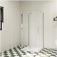 duschspa Komplettdusche U-Form Duschkabine Falttür Duschtür Scharniertür ESG NANO Glas, BxT: 70x70 cm, Einscheibensicherheitsglas, Sicherheitsglas, Set, ebenerdiger Einbau möglich