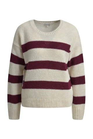 Milano Italy - 1/1 sleeve Pullover with oversized shoulders and normal fit vino print - Gr. - S