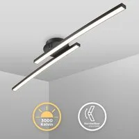 B.K.Licht LED Deckenleuchte moderne LED Deckenlampe 2-flammig schwenkbar - BKL1414, LED fest integriert, 2700K - Extra-Warmweiß, design Wohnzimmerlampe Schwarz 12W 1100lm 3000K warmweiß Schlafzimmer