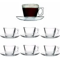 Pasabahce Kaffeeservice Pasabahce Vela 97302 Teetassen-Service mit Untertassen 6 Stück
