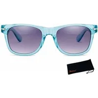Rennec Sonnenbrille (Nerd Sonnenbrille Damen Herren Retro Gestell Transparent) Gläser Lila Verlaufsgetönt, Federscharniere an den Brillenbügeln