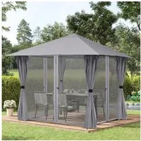 Sekey Pavillon Festzelt 300 x 300 cm Pavillon mit 4 Seitenteilen und 4 Moskitonetz, mit 8 Seitenteilen, Patio Gazebo für 6-10 Personen 4, Gartenpavillon mit 8 Seitenwänden